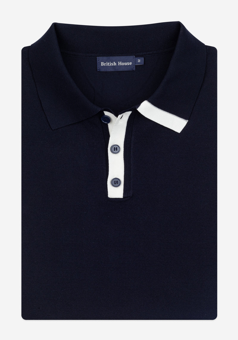 Shadow Navy Polyamide Knitted Polo Shirt