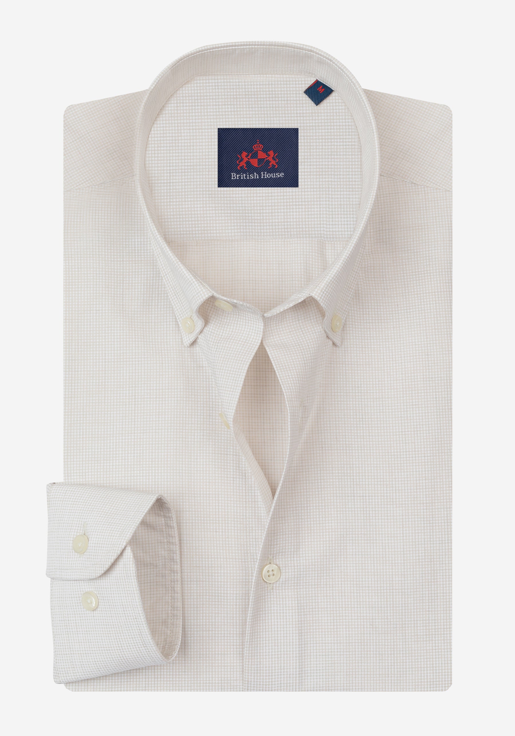 Hemp Beige Checked Light Oxford Shirt