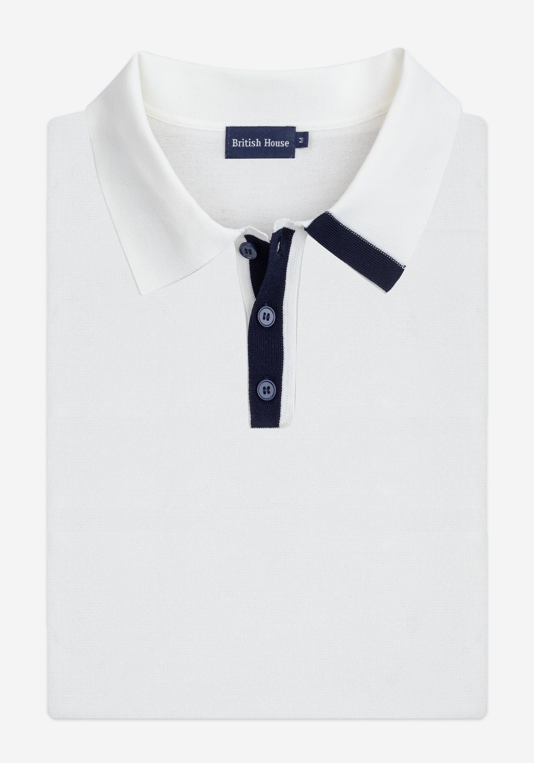 Powder White Polyamide Knitted Polo Shirt