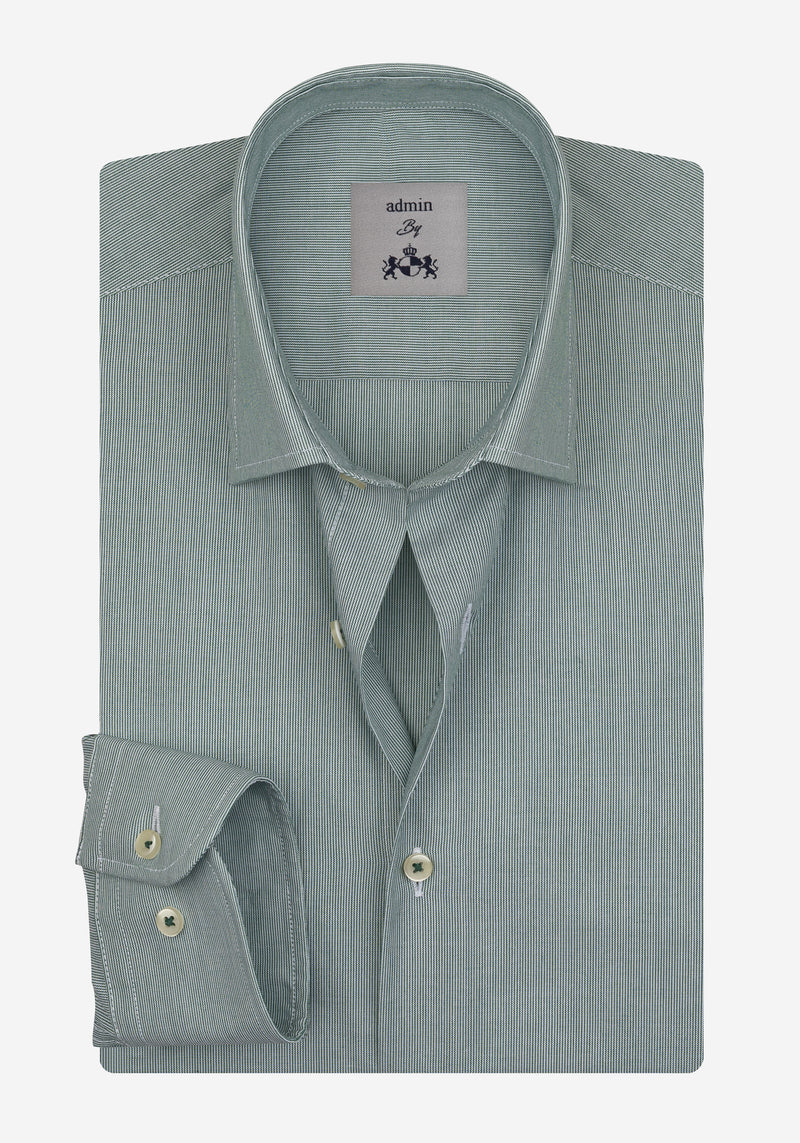 Deep Green Stripe Poplin Shirt