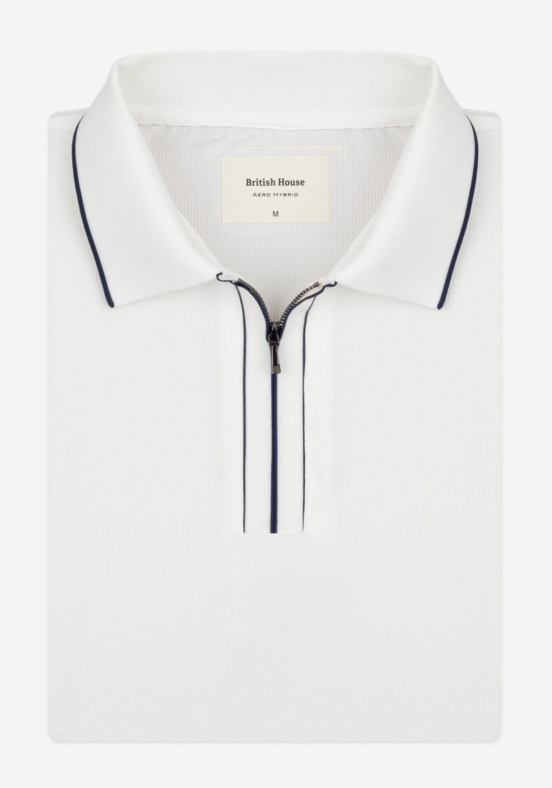 Halo White Aero-Hybrid Polo Shirt