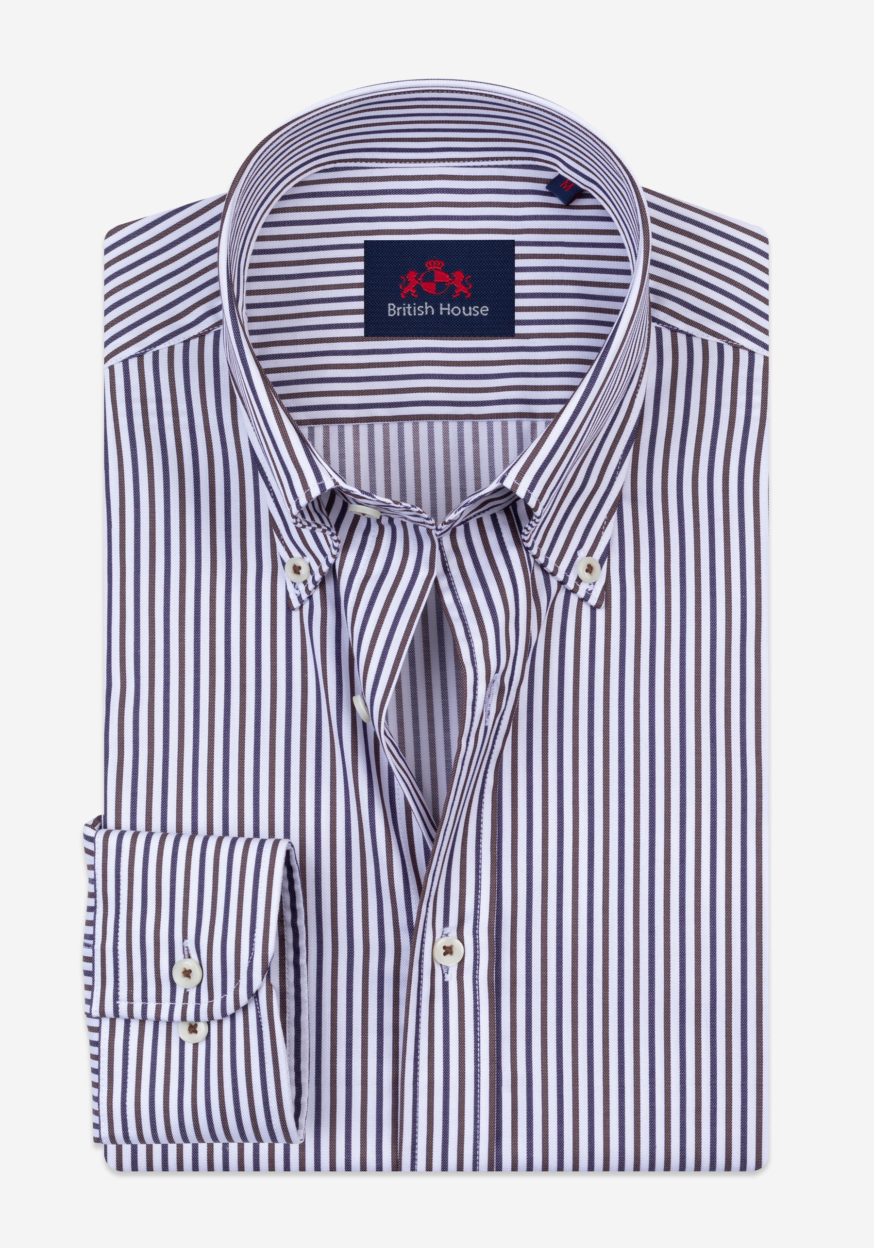 Vintage Navy Brown Stripe Twill Shirt