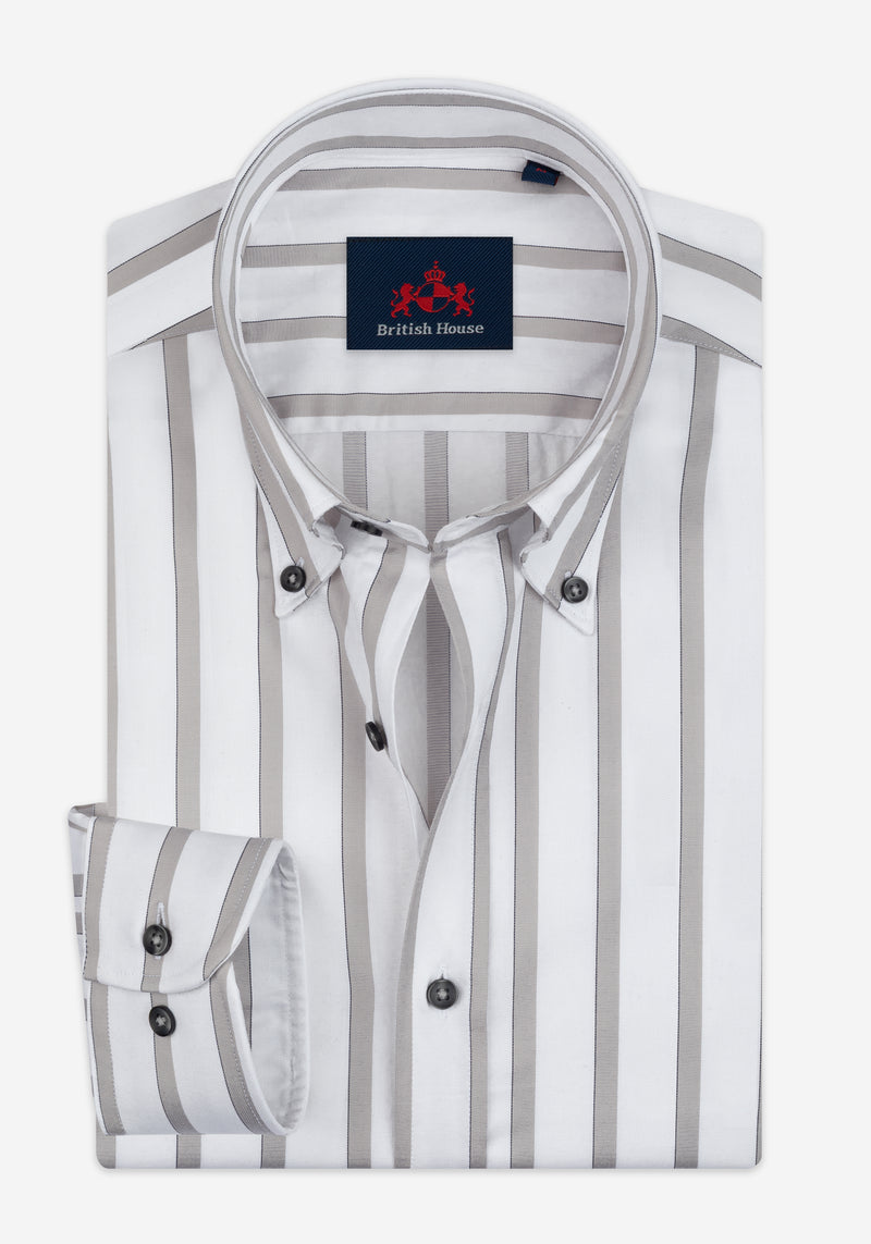Lunar Grey Stripe Signature Twill Shirt