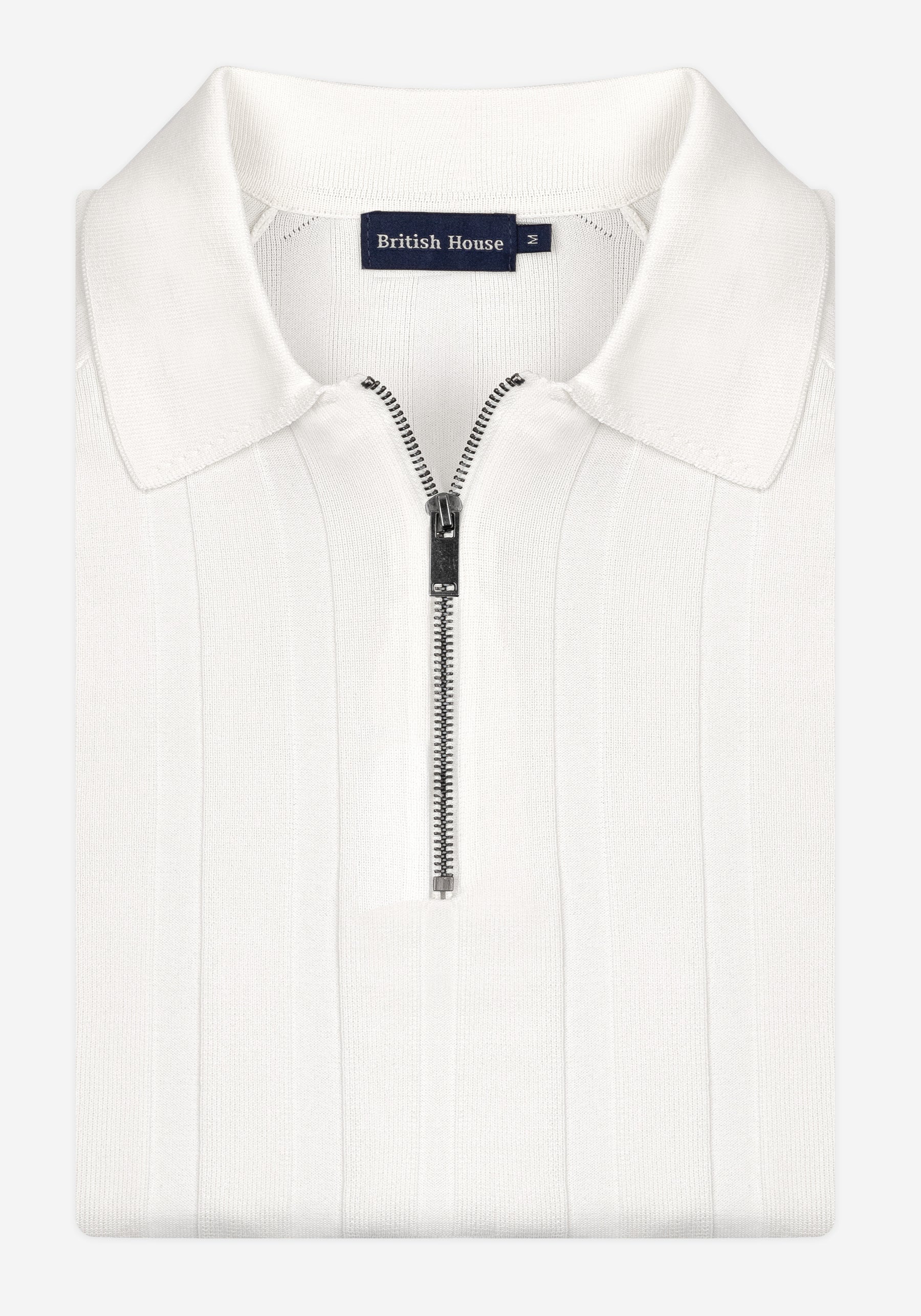 Misty White Polyamide Knitted Polo Shirt