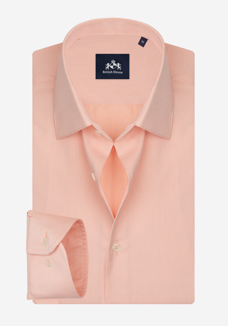 Peach Orange Stripe Piqué Shirt