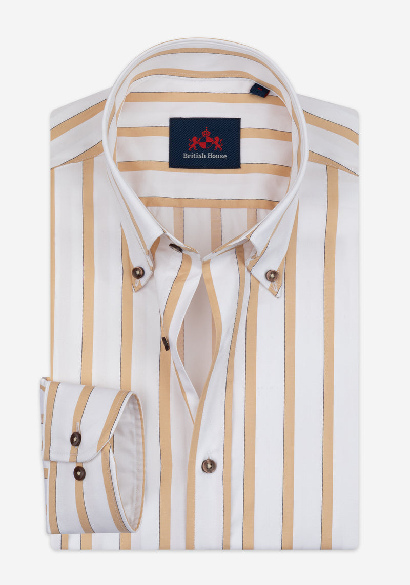 Desert Beige Stripe Signature Twill Shirt