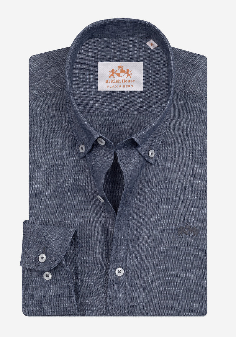 Charcoal Indigo Belgian Linen Shirt