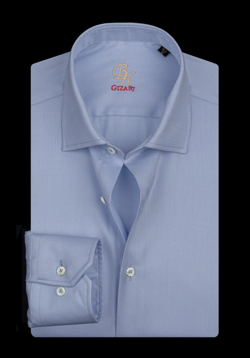 Giza 87 Cotton Dawn Blue Stripe Signature Twill Shirt