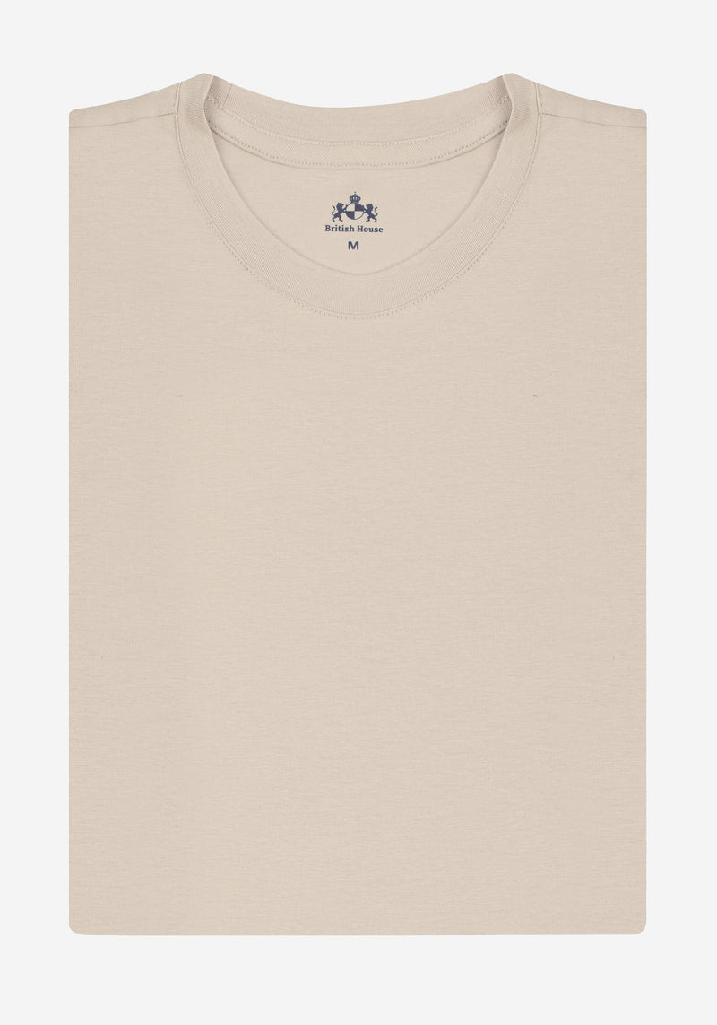 Ash Beige Cotton Undershirt - Short Sleeve