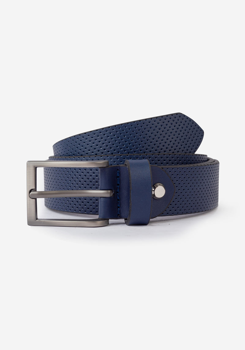 Classic Blue Dotted Leather Belt