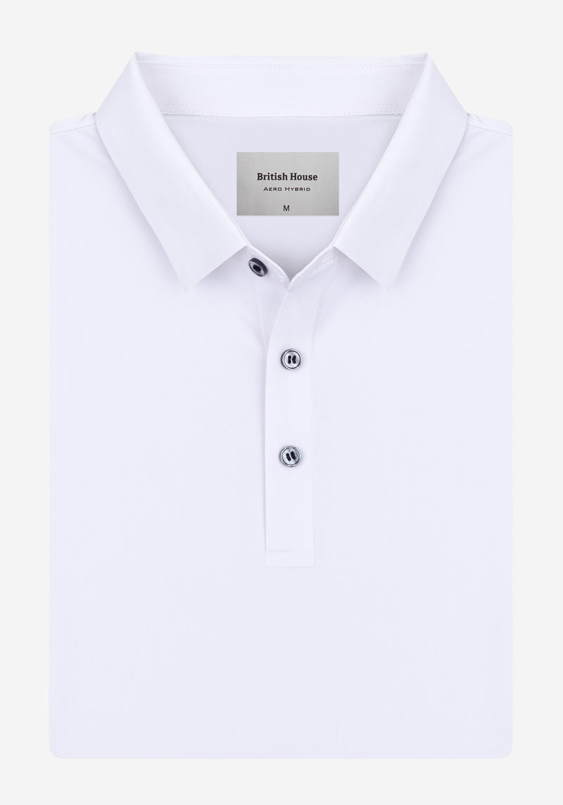 Pure White Aero-Hybrid Polo Shirt