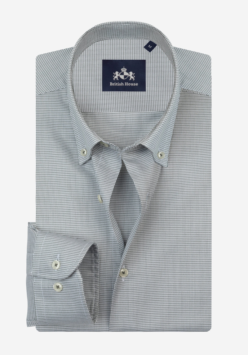 Celeste Green Checked Mini Houndstooth Shirt