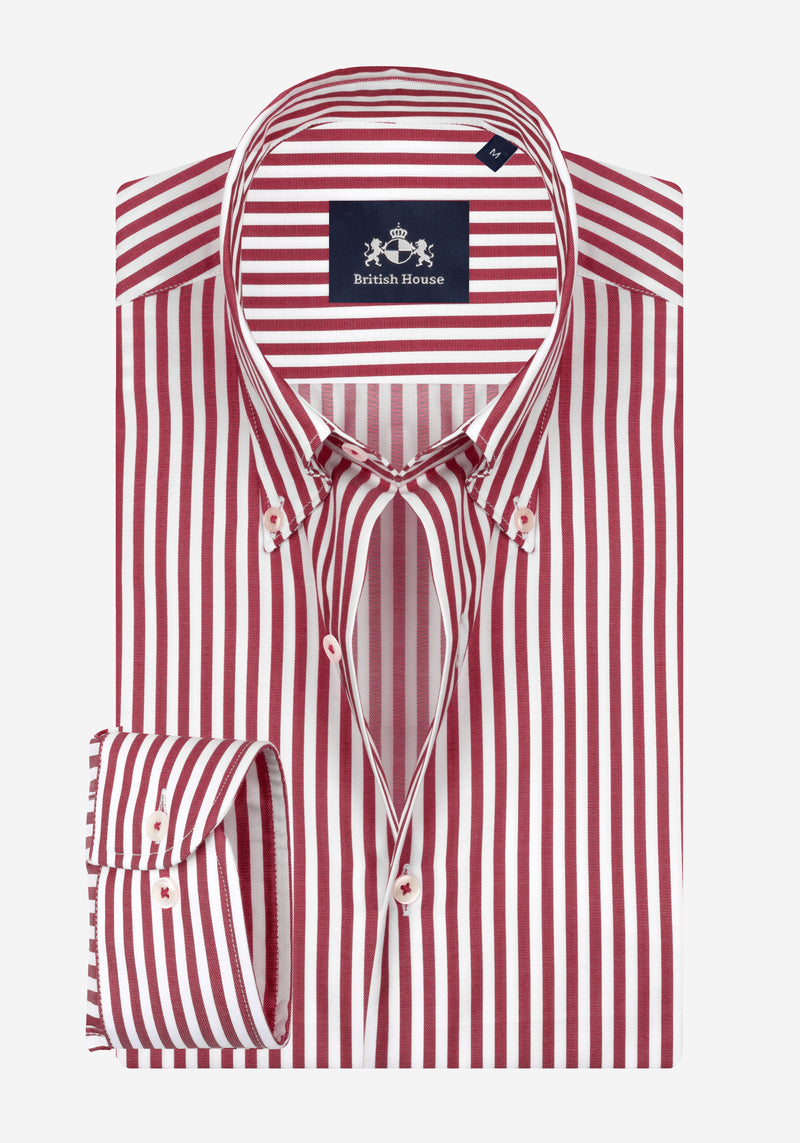 Claret Red Stripe Signature Twill Shirt