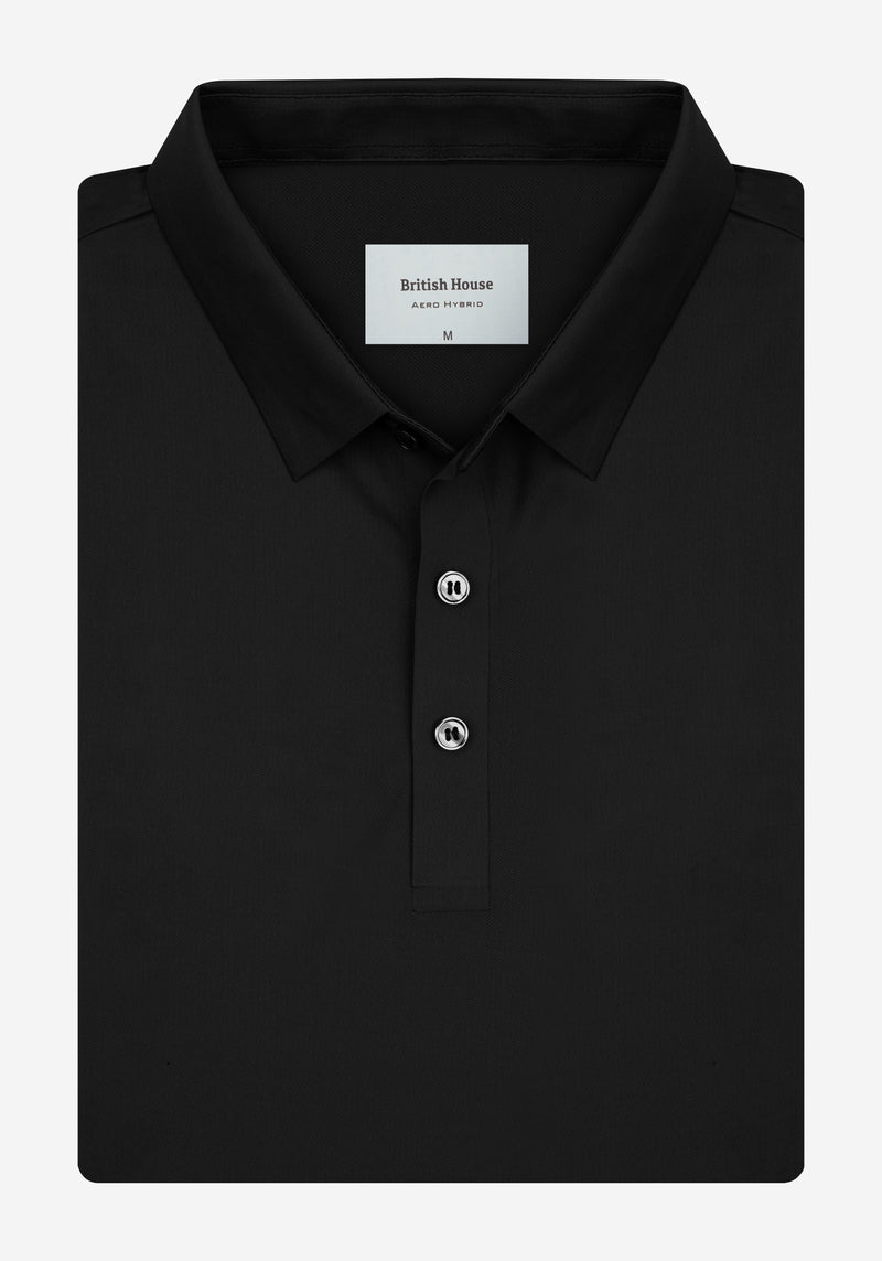 Obsidian Black Aero-Hybrid Polo Shirt