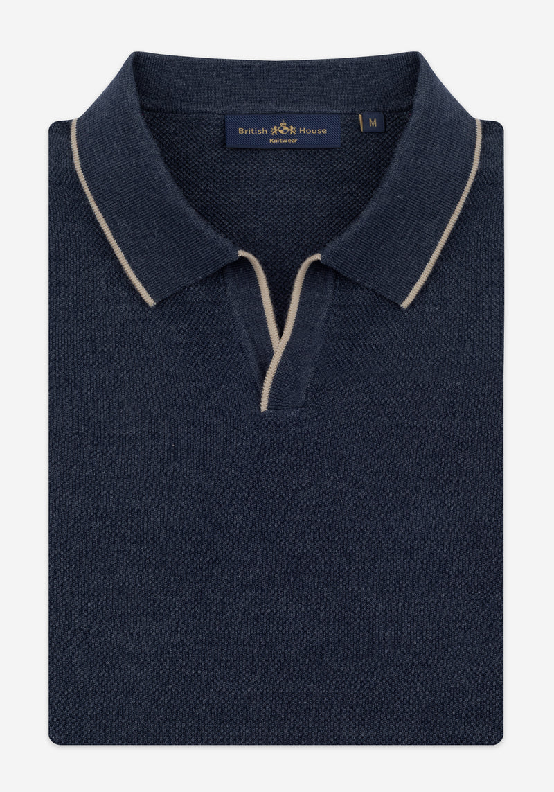 Mineral Navy Knitted Polo Shirt