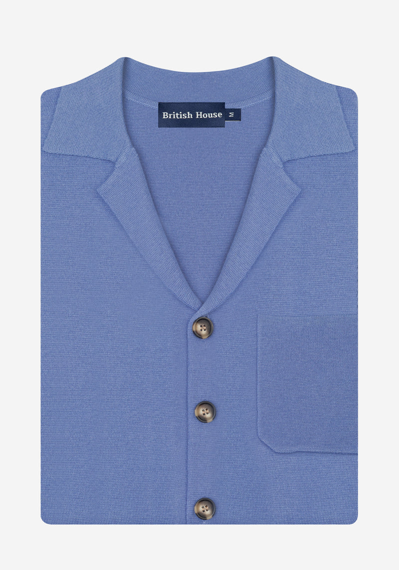 Powder Blue Merino Wool Blend Cardigan