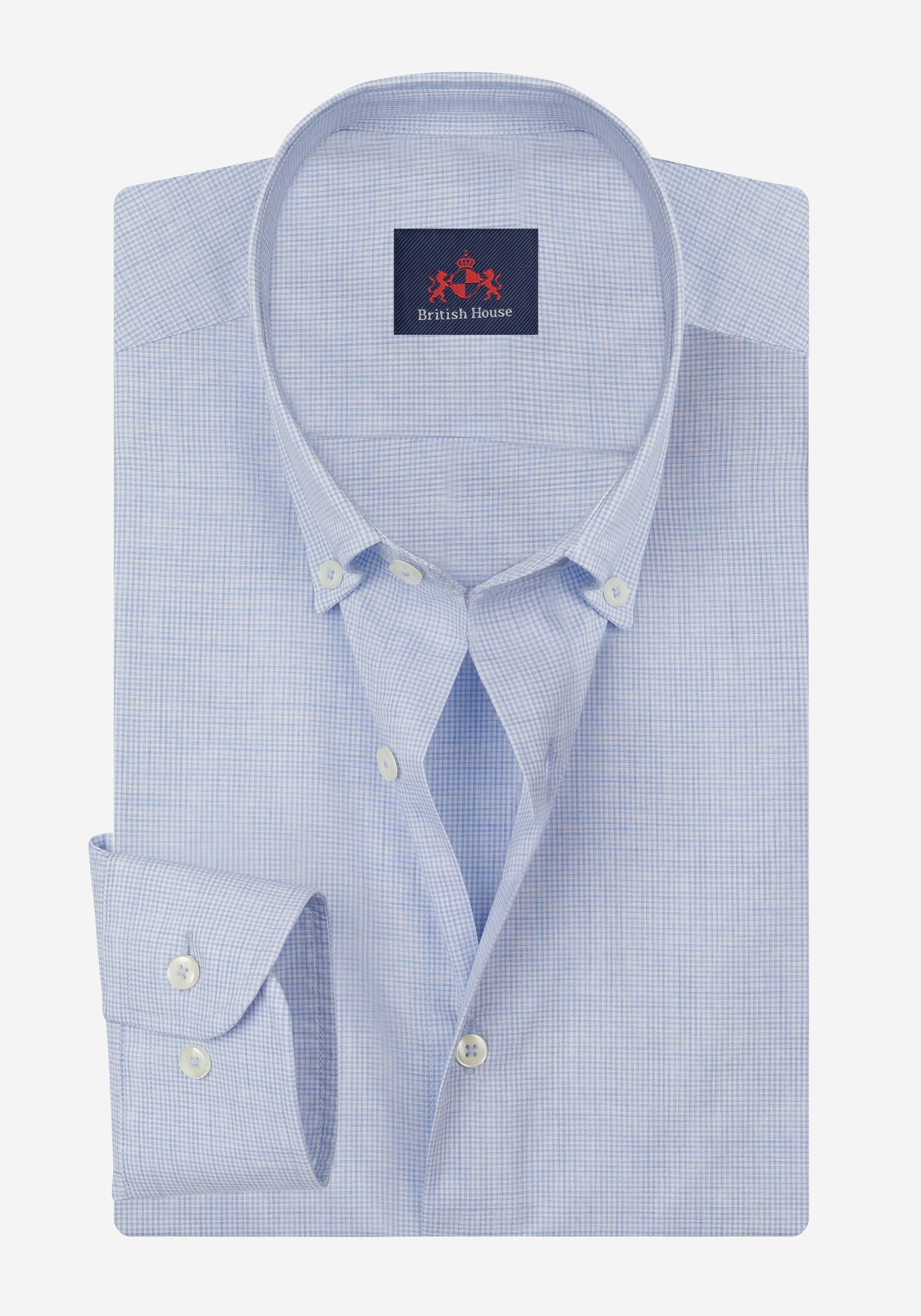 Cornflower Blue Checked Light Oxford Shirt