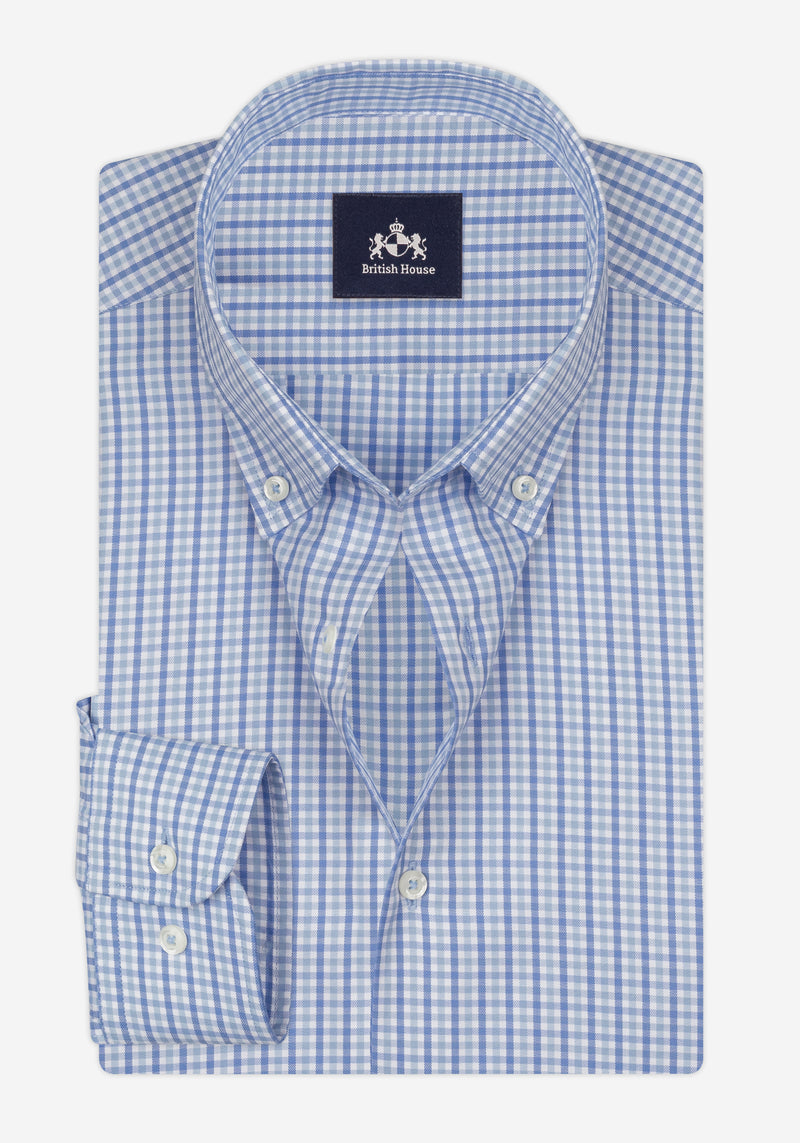 Cabana Blue Checked Herringbone Shirt