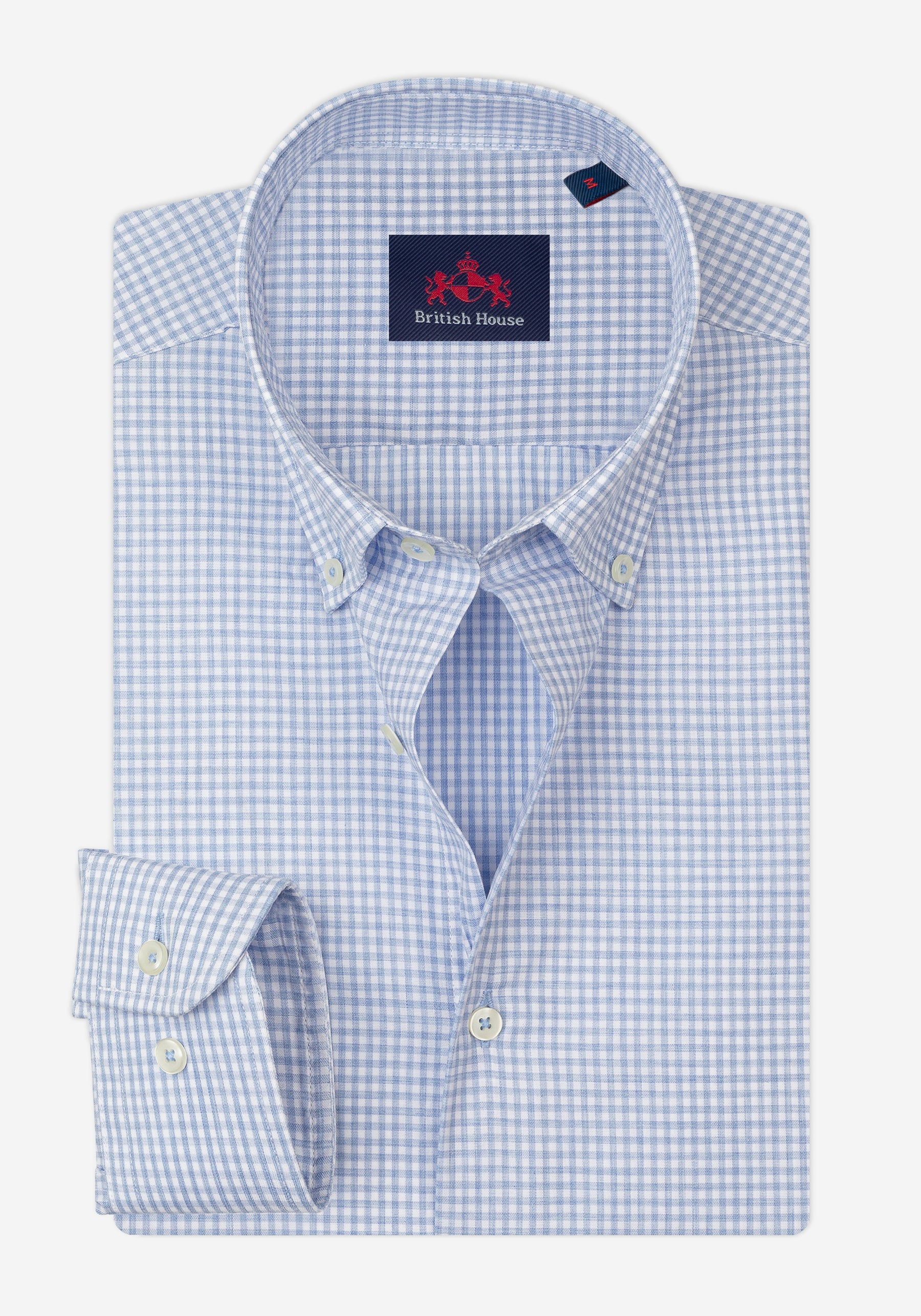 Soft Blue Checked Poplin Shirt