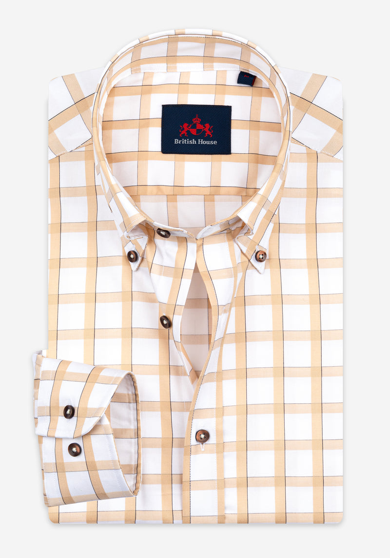 Camel Beige Checked Signature Twill Shirt