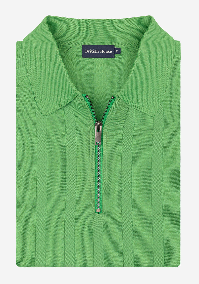 Leaf Green Polyamide Knitted Polo Shirt