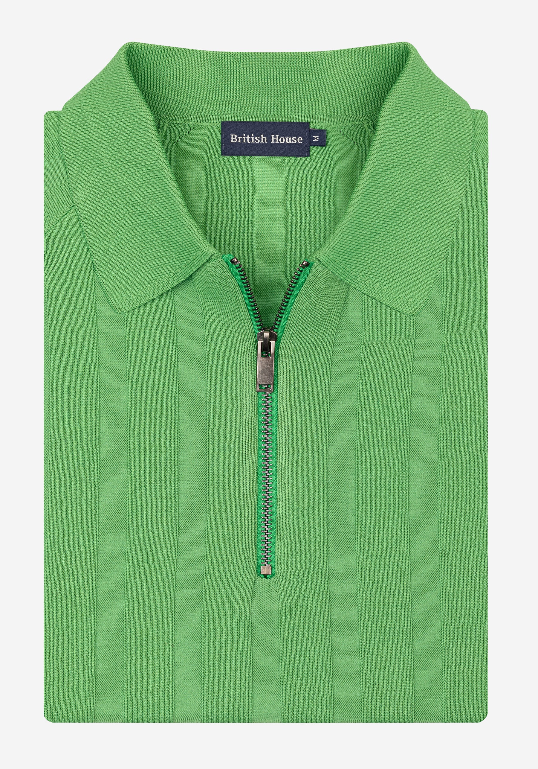 Leaf Green Polyamide Knitted Polo Shirt