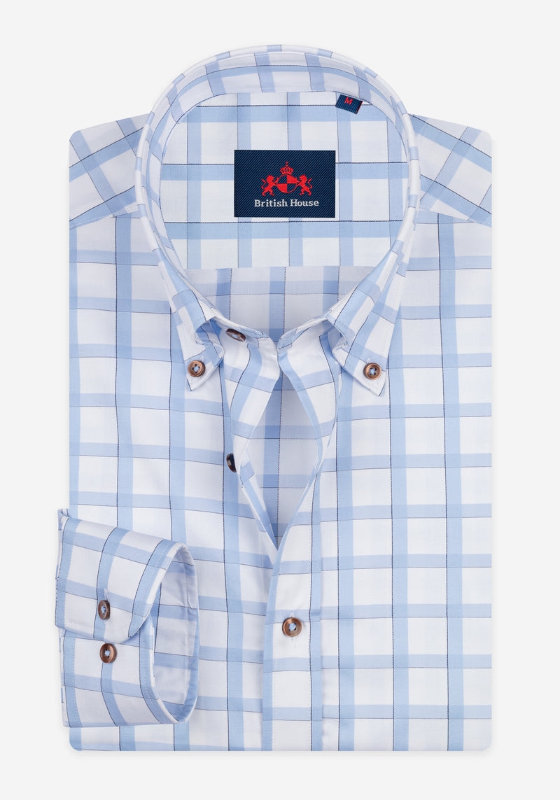 Coastal Blue Checked Signature Twill Shirt