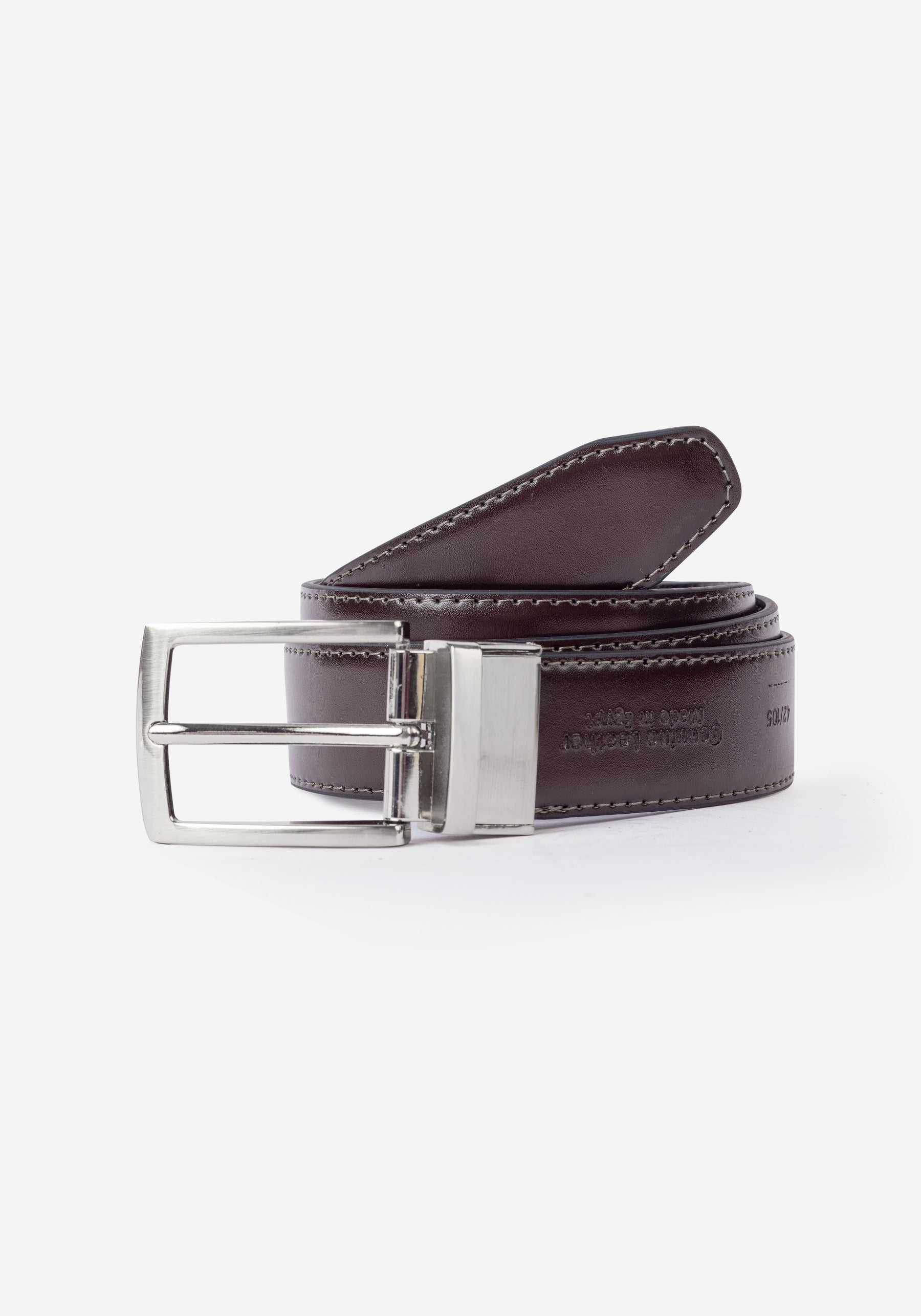 Burgundy Double-Face Genuine Leather Belt