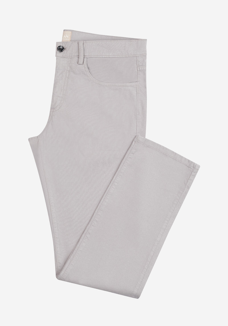 Pearl Grey Cotton Tencel Gabardine