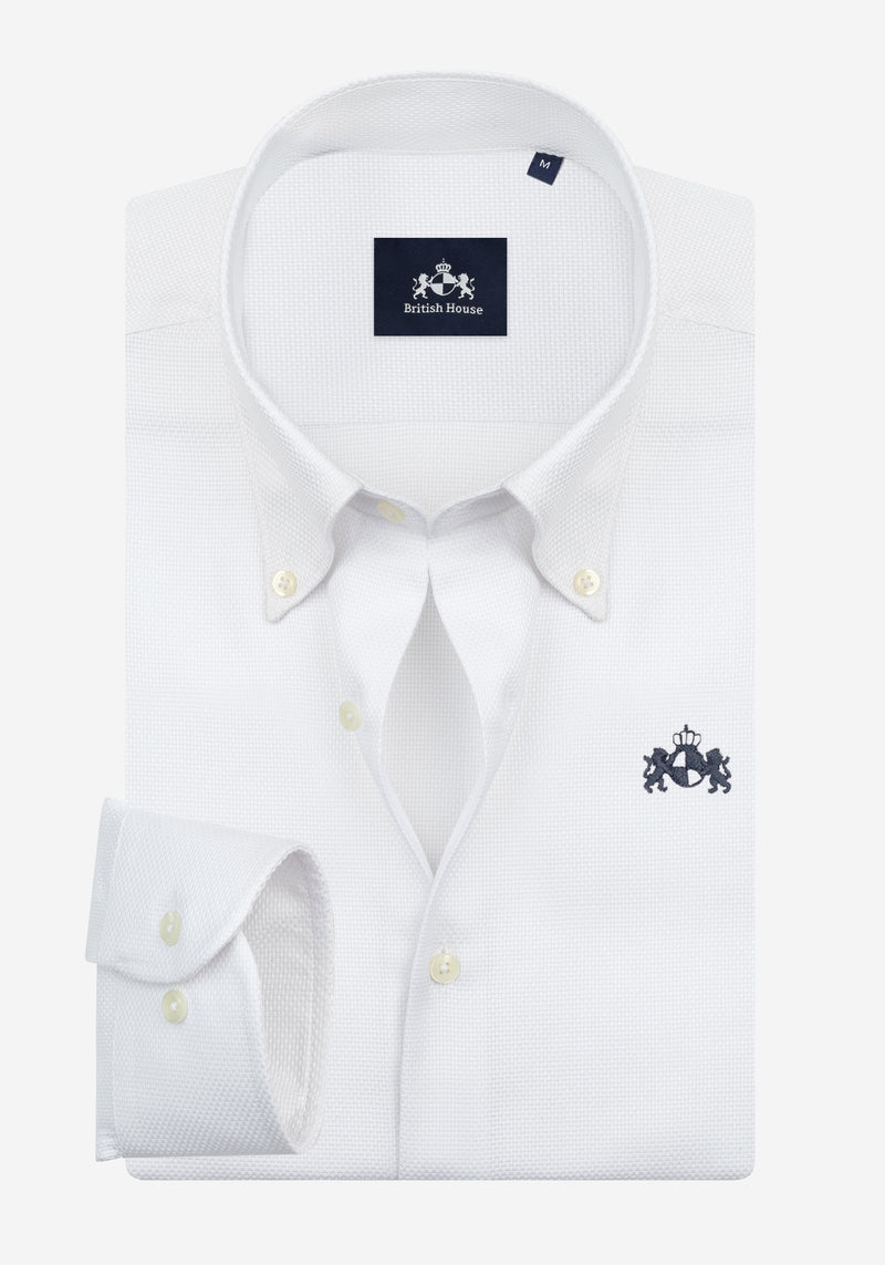Crown White Basket Weave Shirt