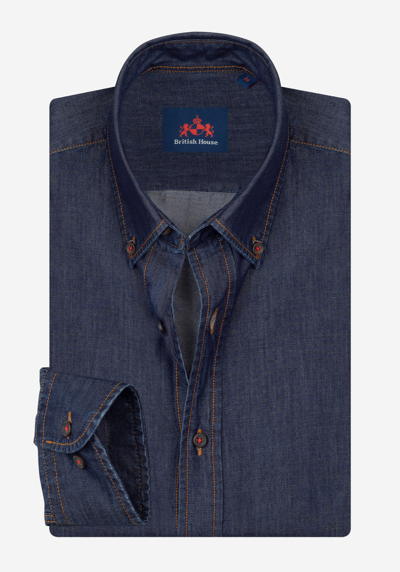 Crown Blue Washed Denim Shirt