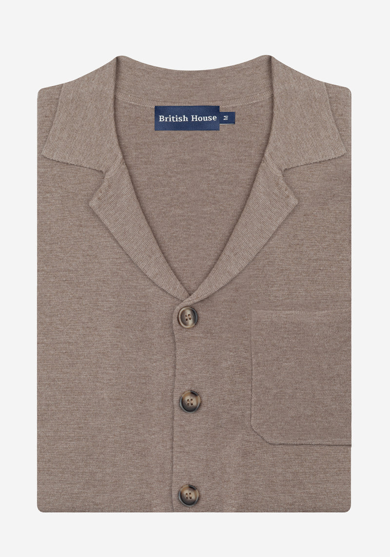 Dune Beige Merino Wool Blend Cardigan