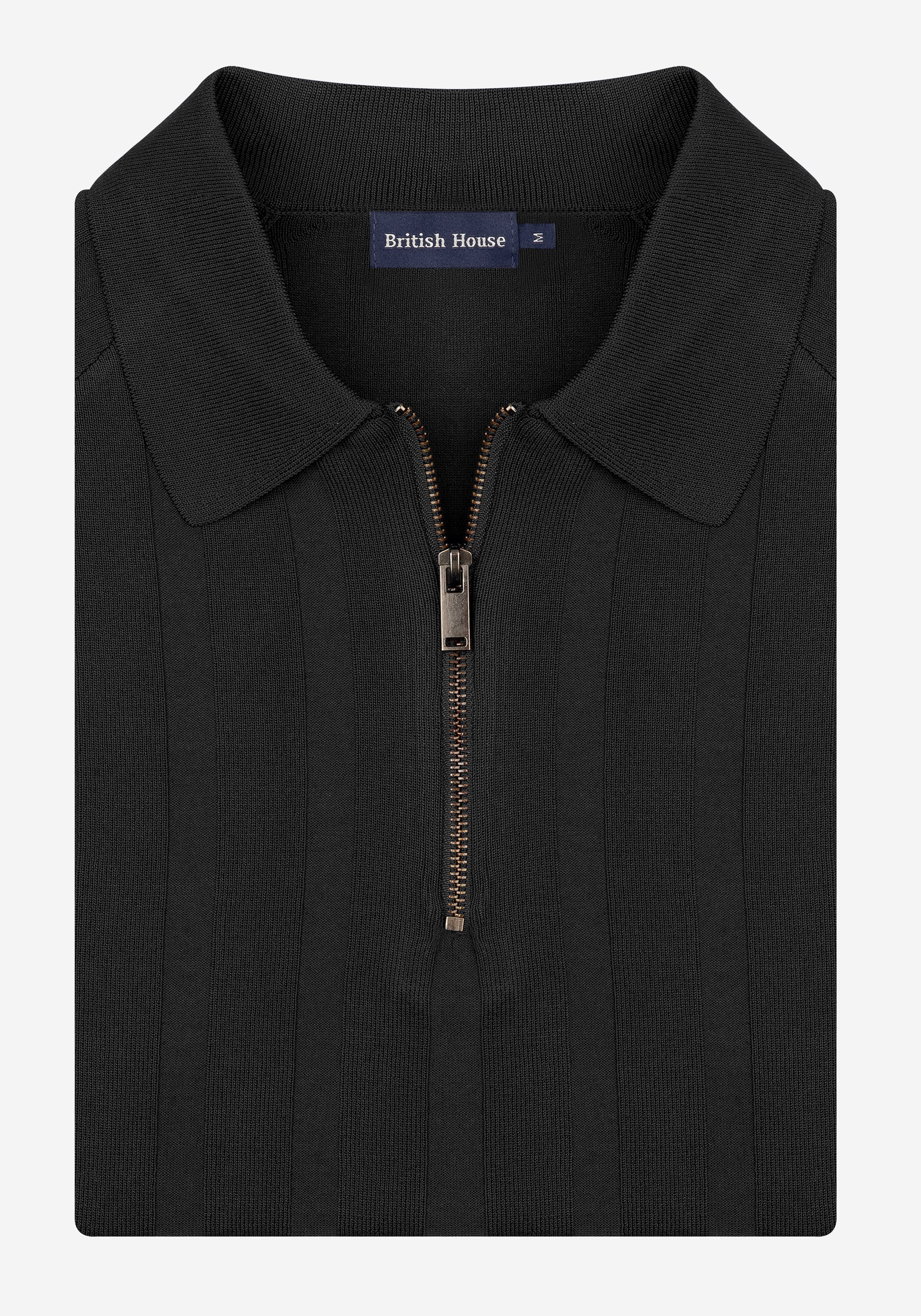Midnight Black Polyamide Knitted Polo Shirt
