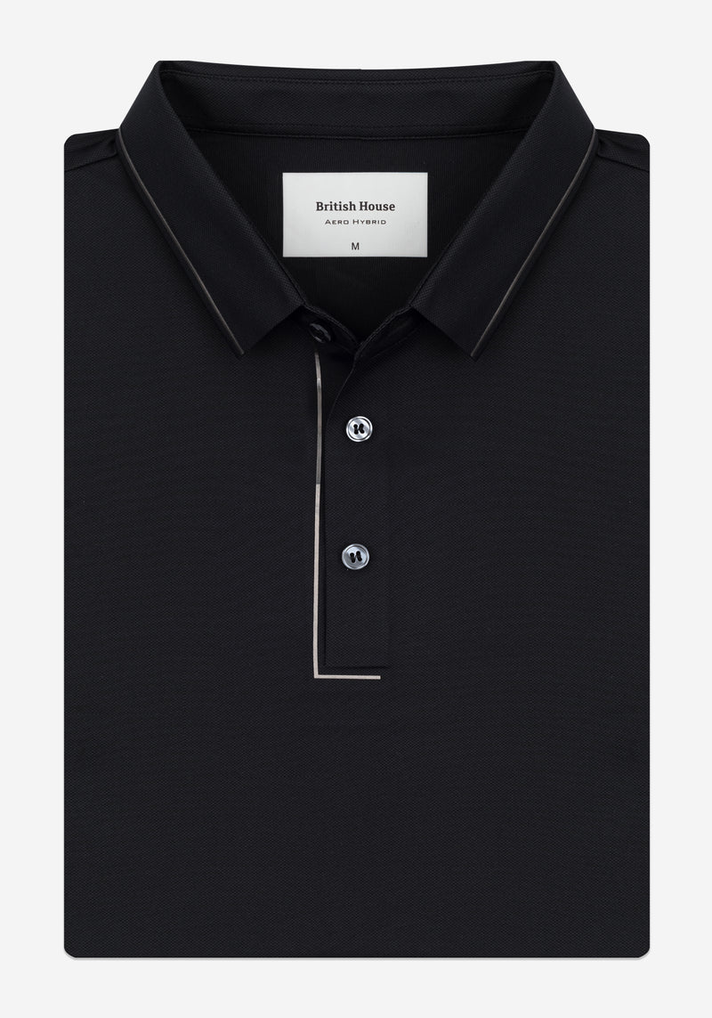 Carbon Black Aero-Hybrid Polo Shirt