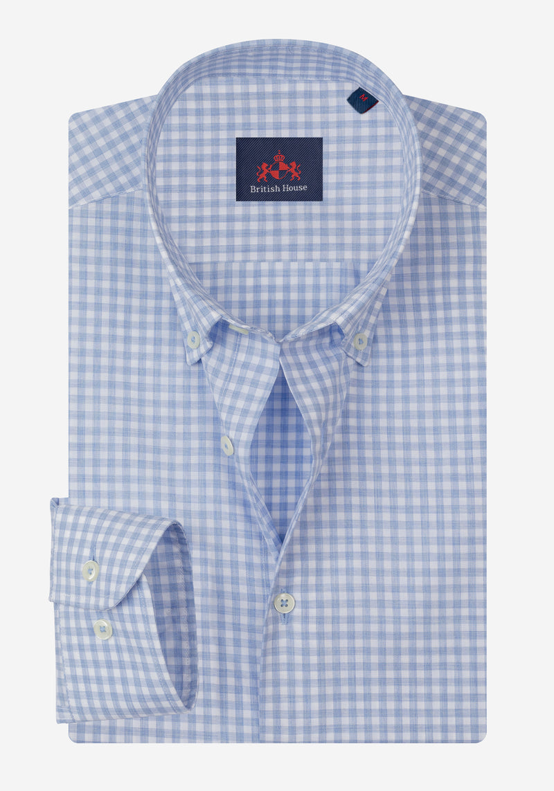Periwinkle Blue Checked Poplin Shirt