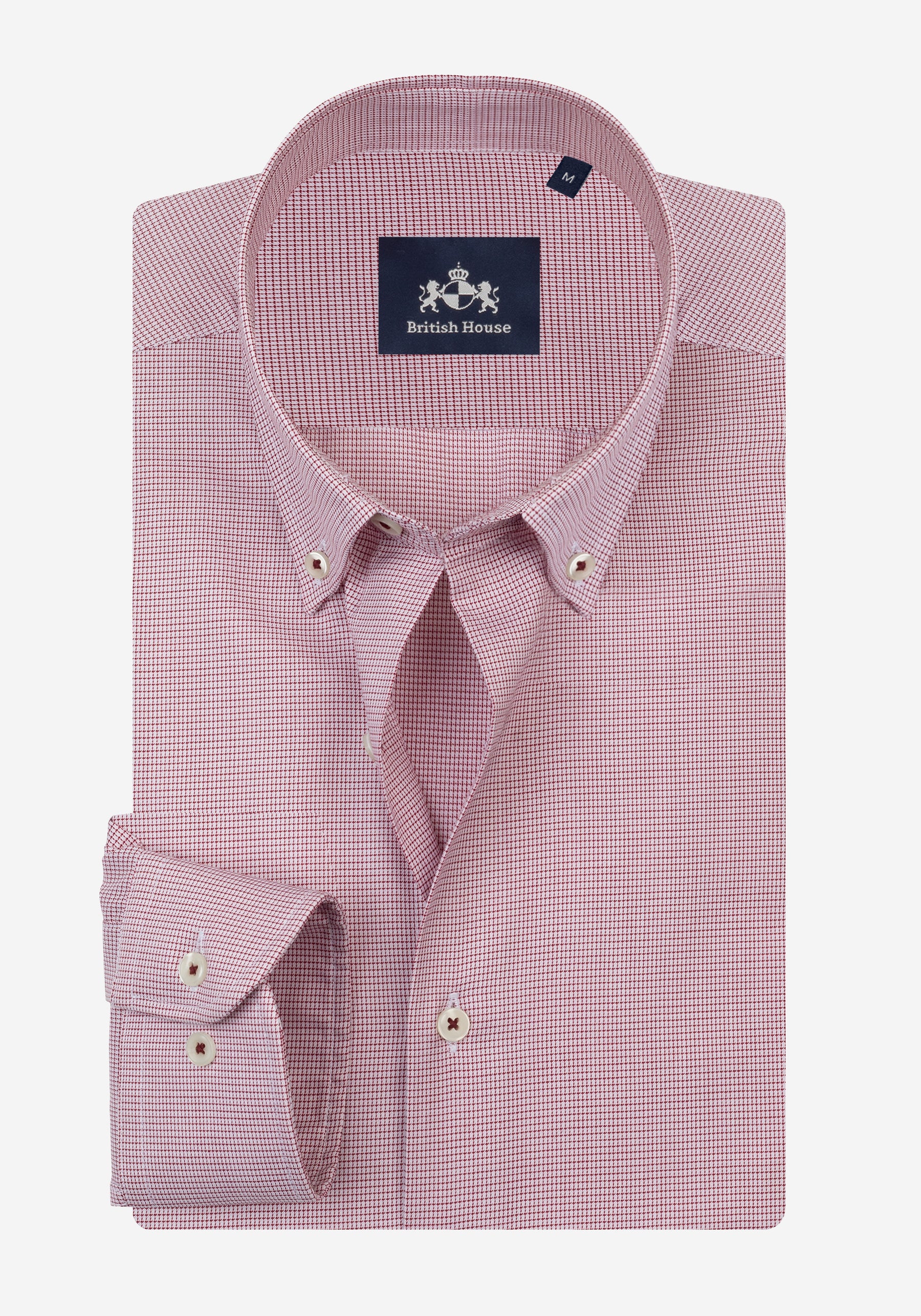 Eterna Red Checked Mini Houndstooth Shirt