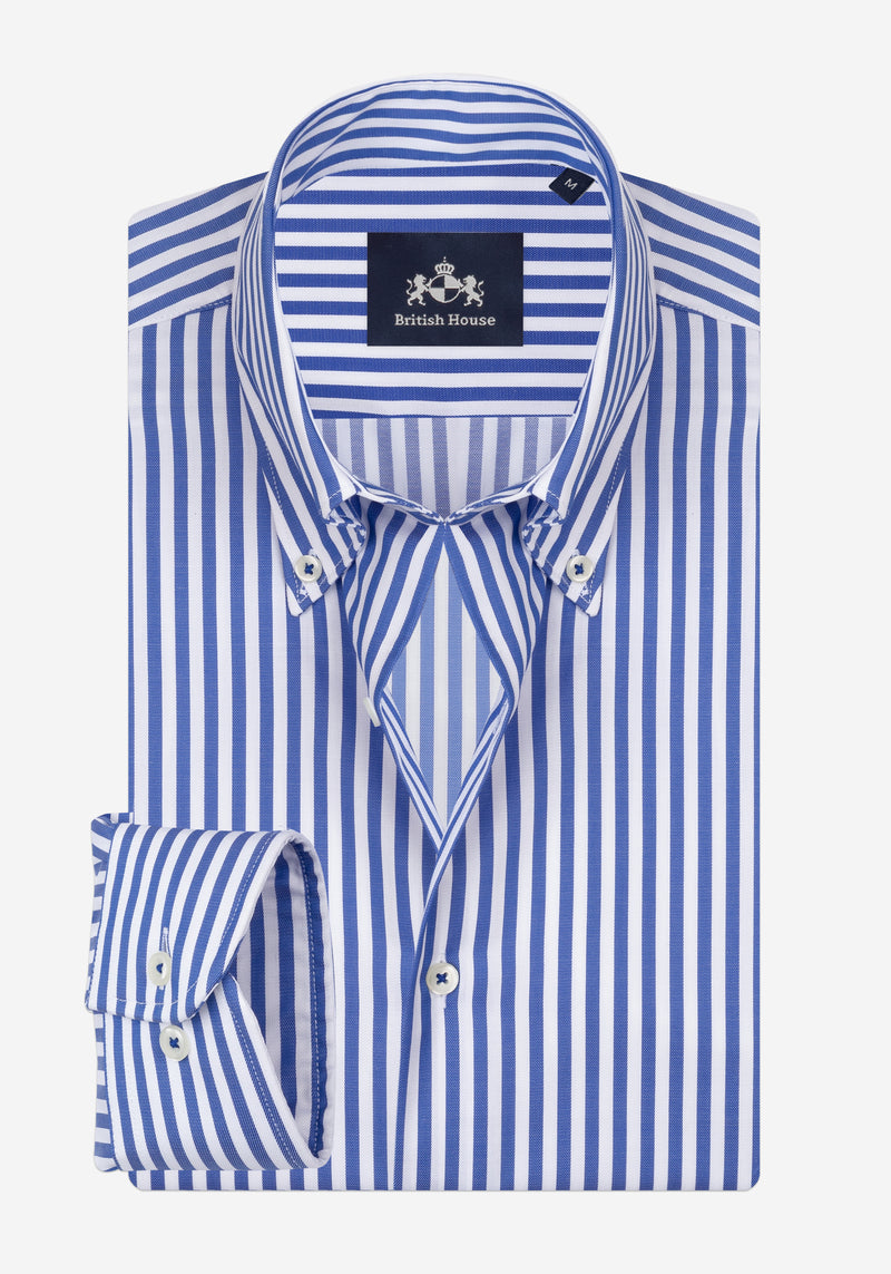 Vivid Blue Stripe Signature Twill Shirt