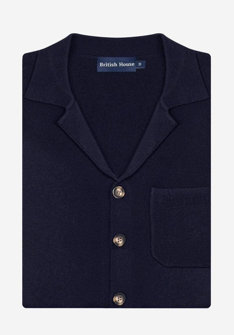 Imperial Navy Merino Wool Blend Cardigan