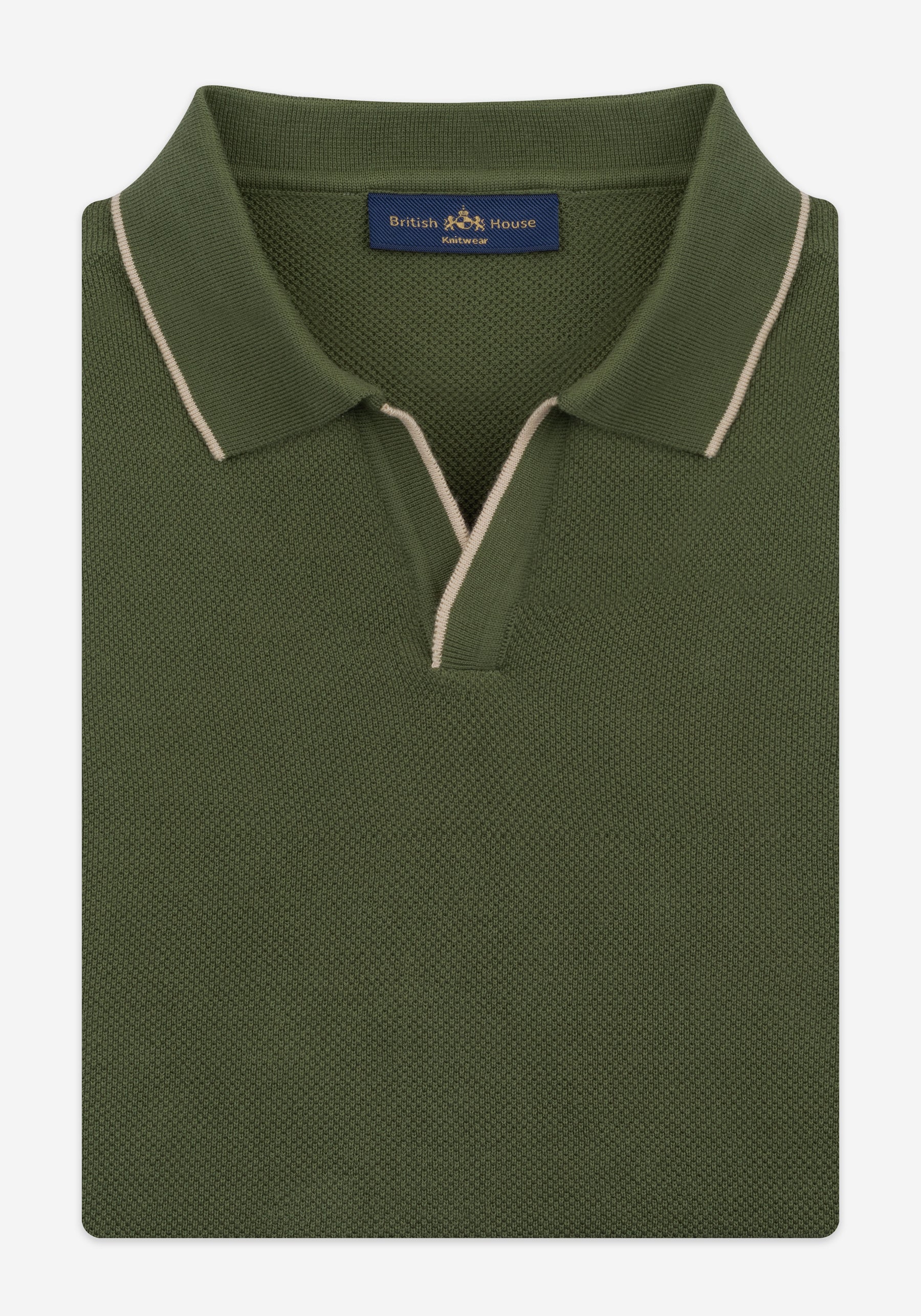 Forest Olive Knitted Polo Shirt