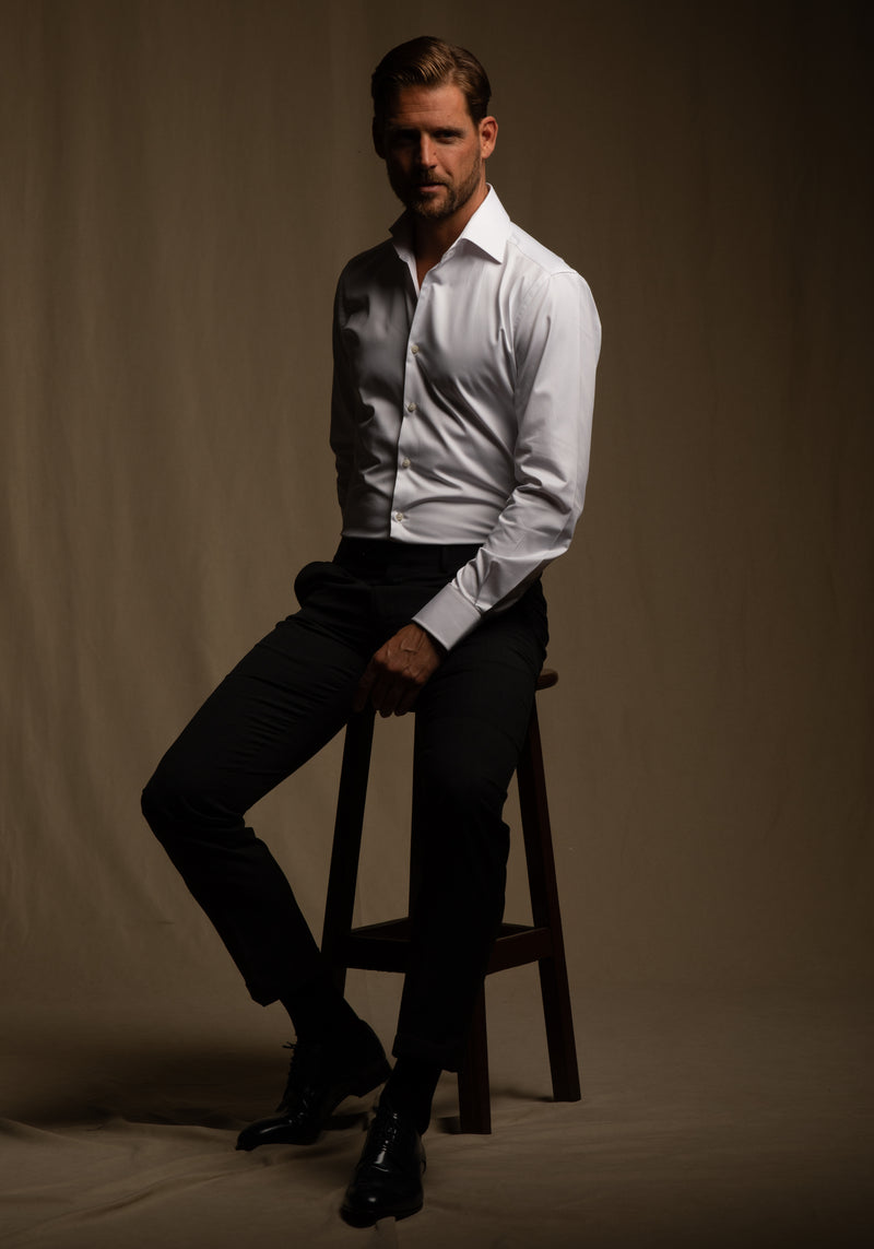 Crystal White Luxe Twill Shirt - Wrinkle-free