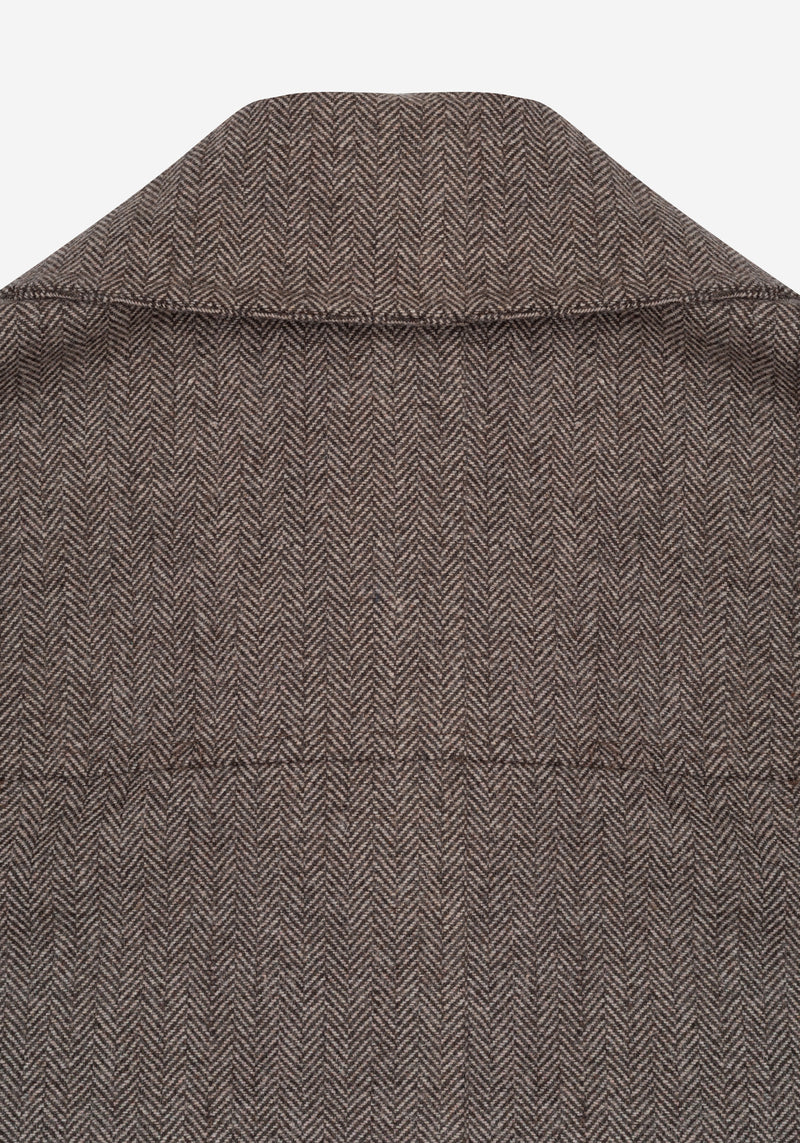 Oak Brown Wool-Blend Bomber Jacket
