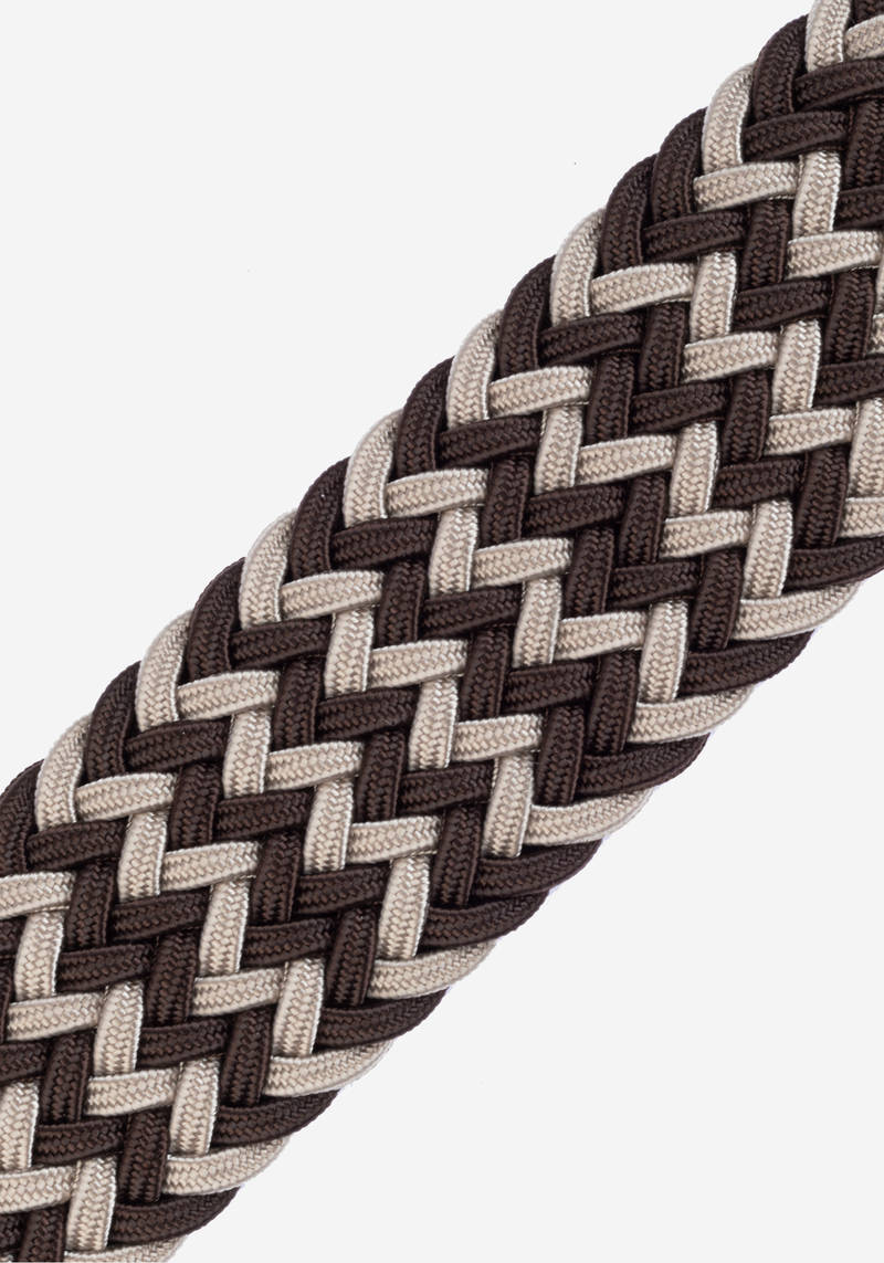 Brown Beige Braided Belt