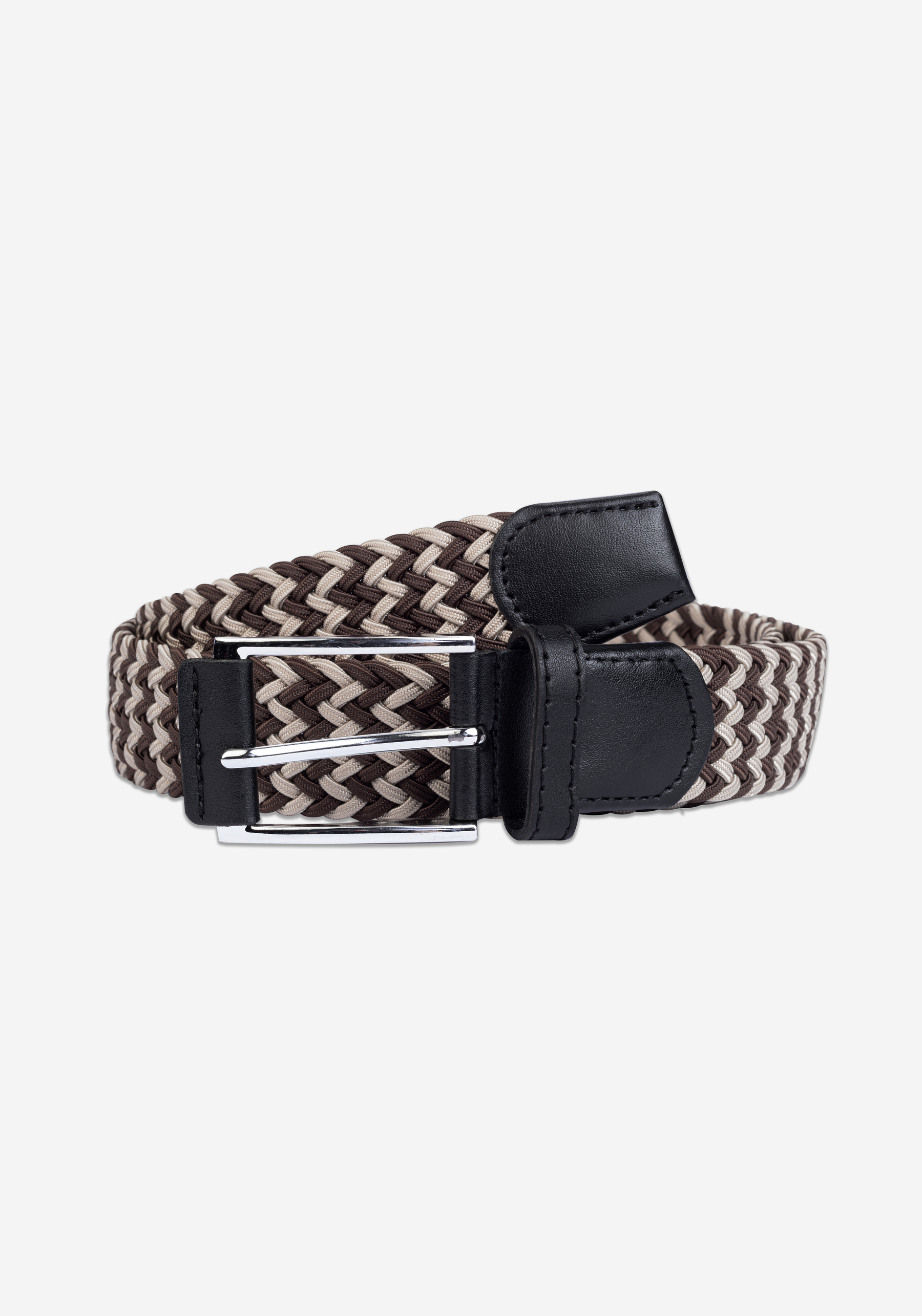 Brown Beige Braided Belt