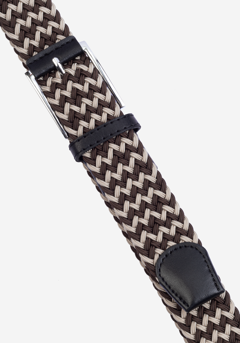 Brown Beige Braided Belt
