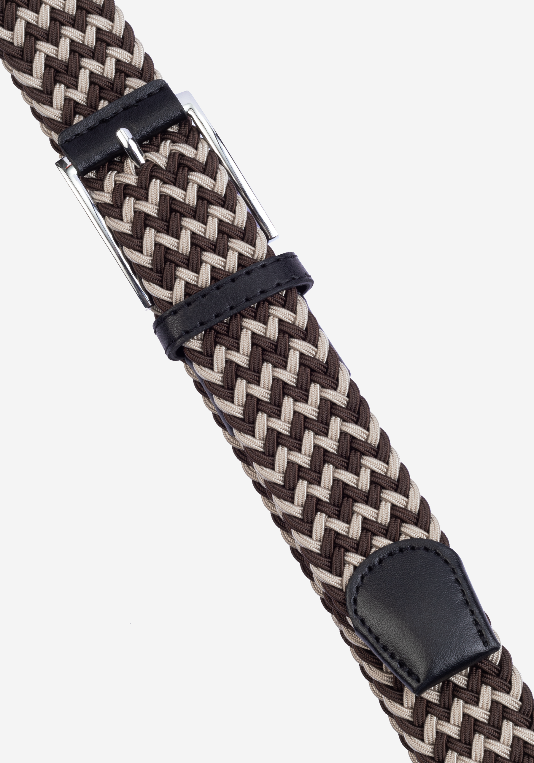 Brown Beige Braided Belt