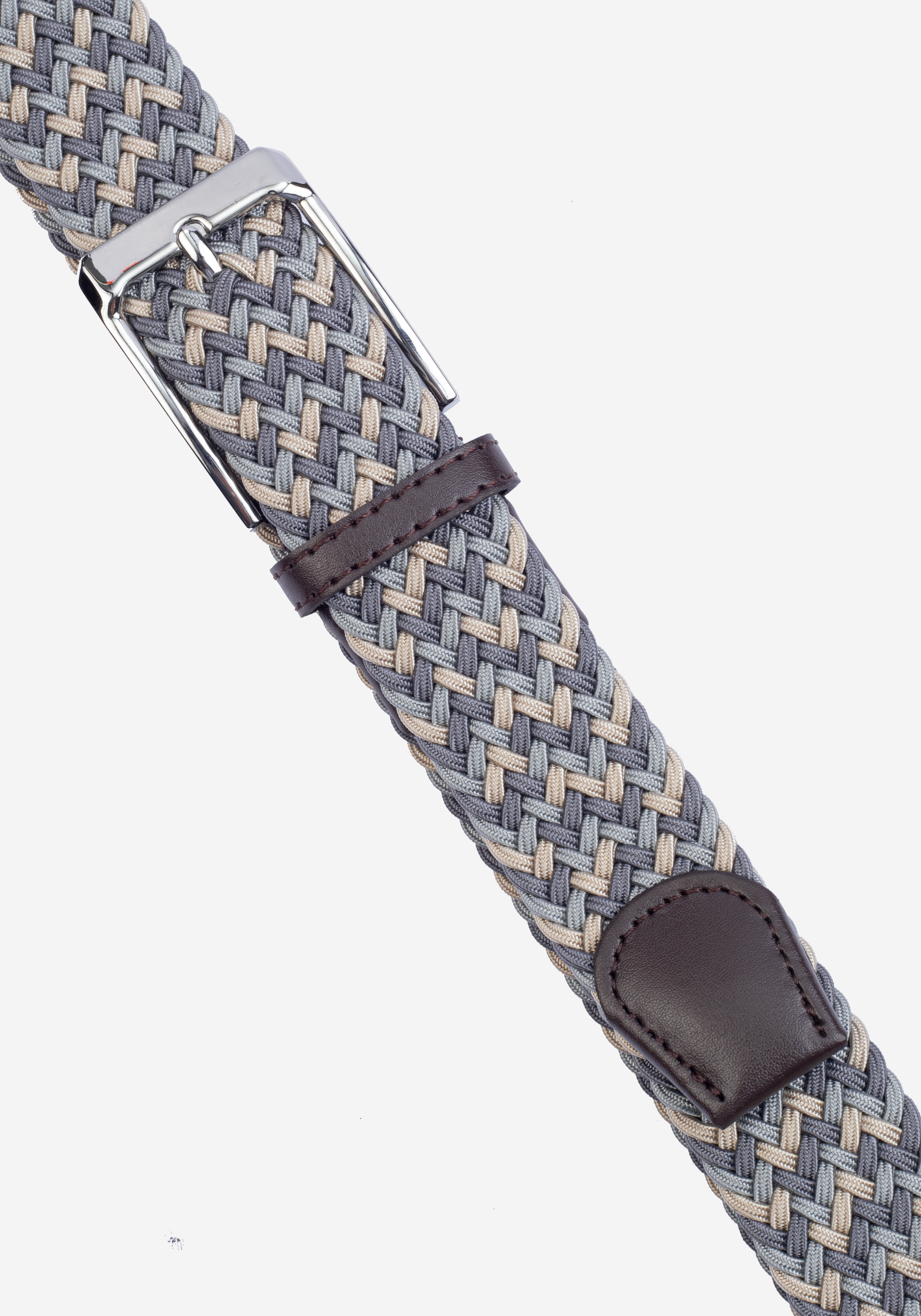 Grey Beige Braided Belt