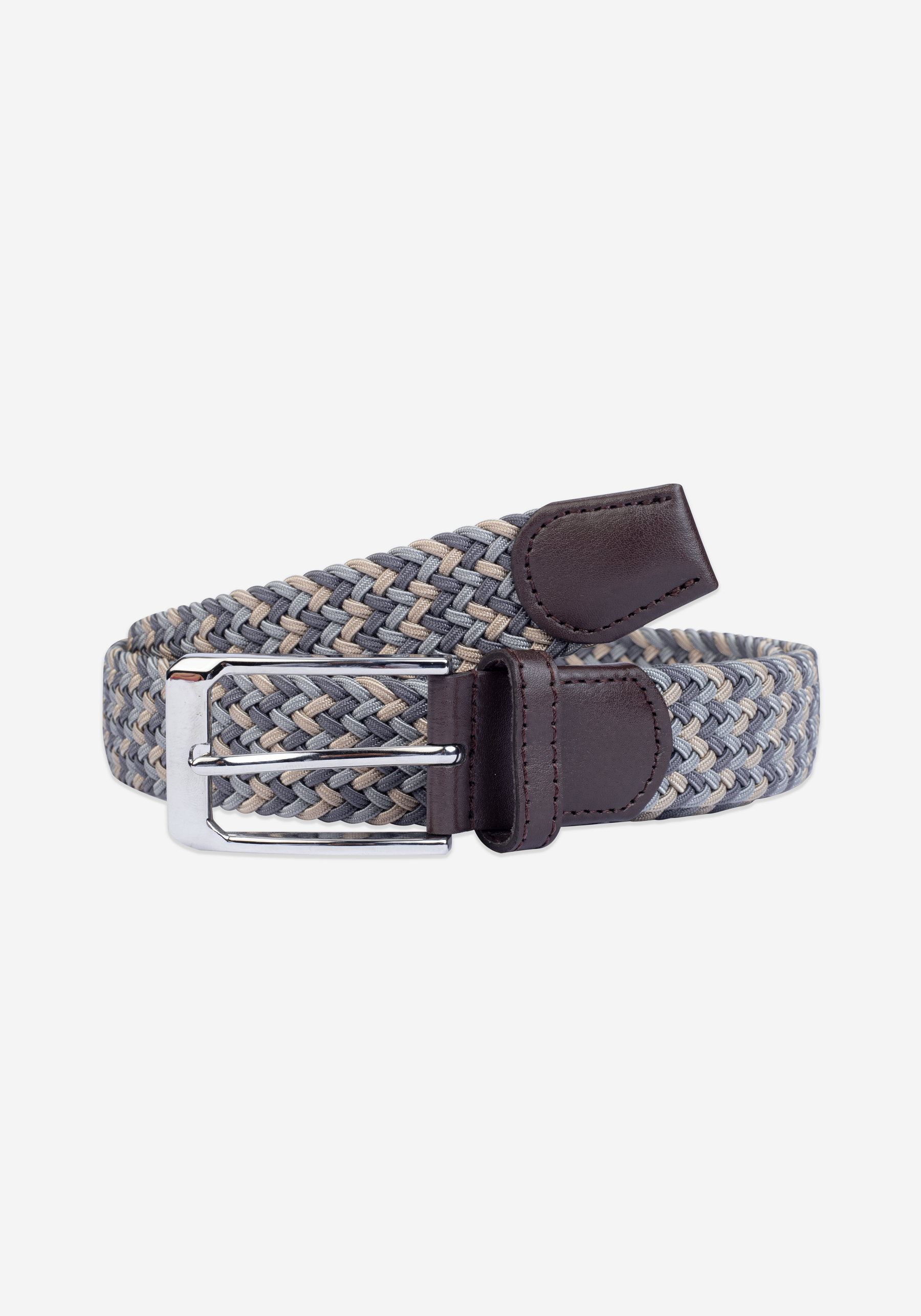 Grey Beige Braided Belt