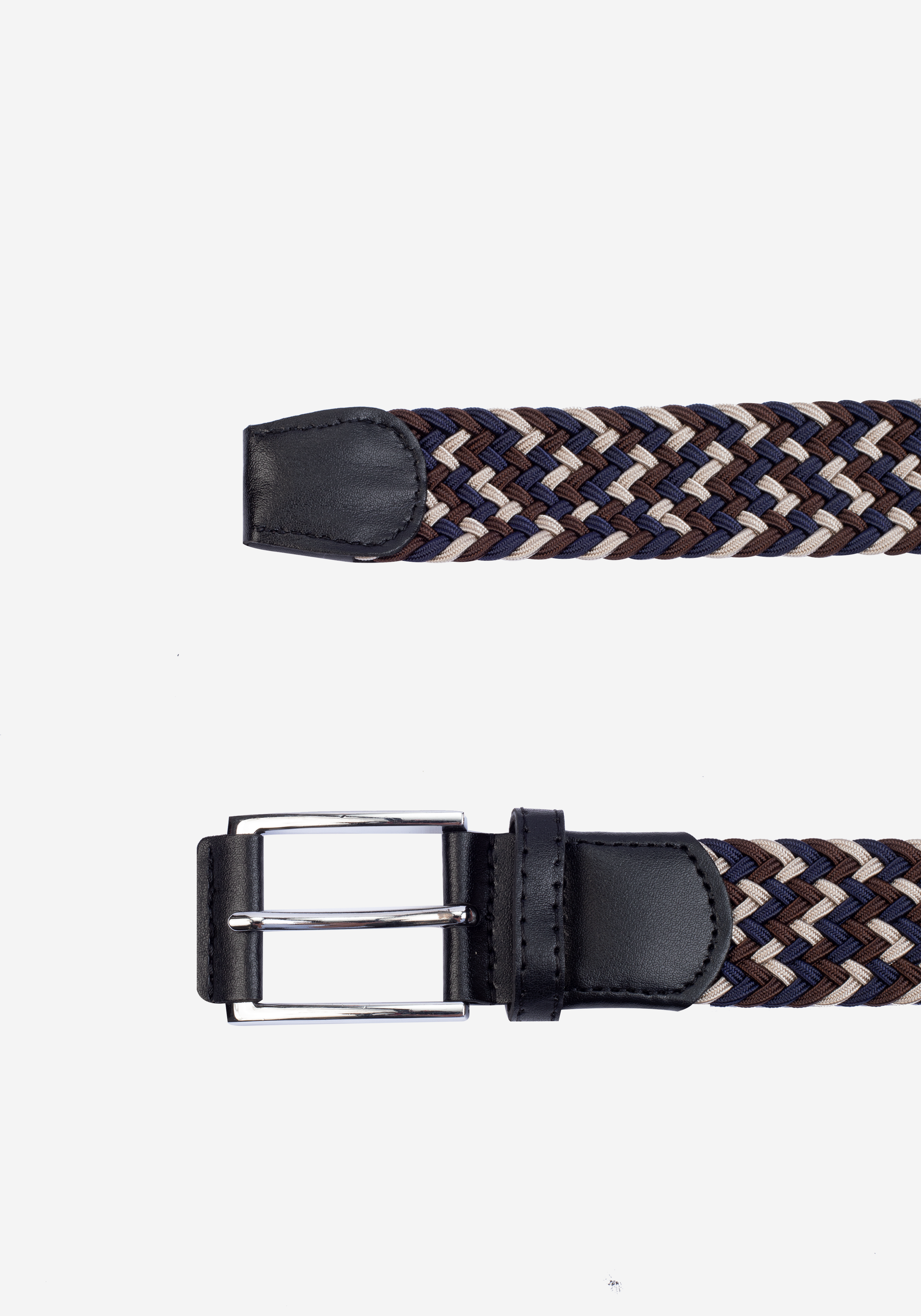 Navy Brown Braided Belt