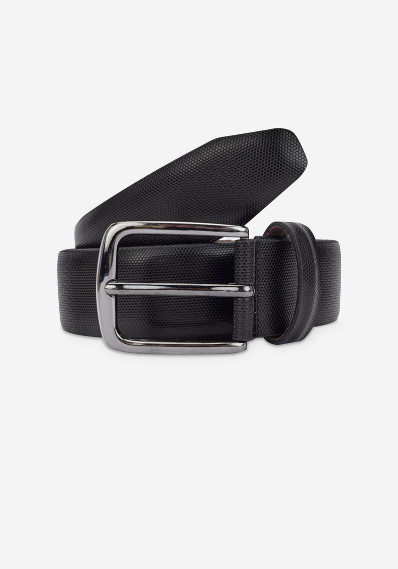 Panther Black Spanish Genuine Leather Patterned Belt