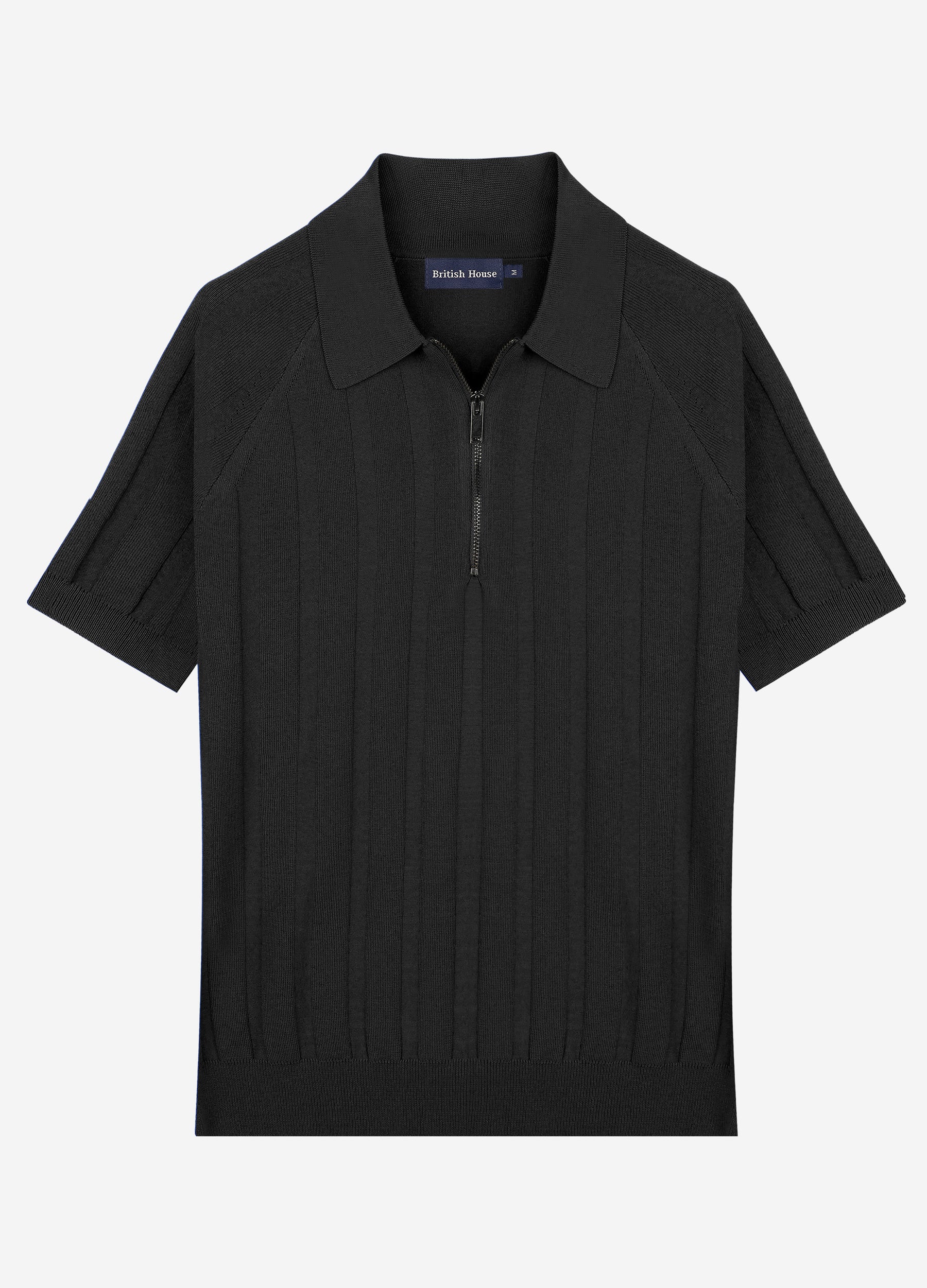 Midnight Black Polyamide Knitted Polo Shirt